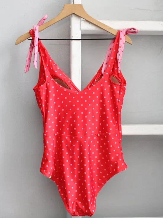 Summersalt The Tie Backflip Square Dot Hibiscus & Flamingo One Piece Swimsuit 10 - Picture 3 of 8